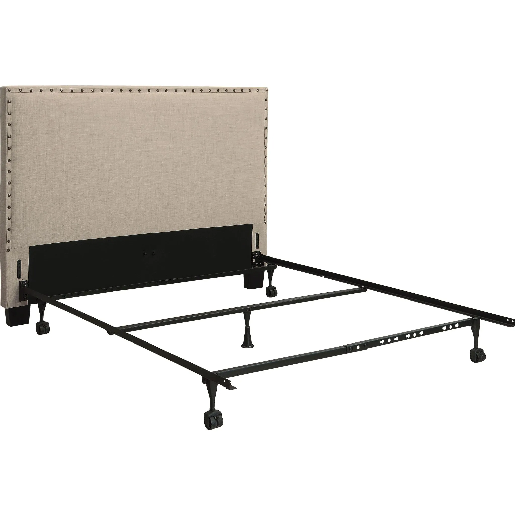 Tavel Nailhead Upholstered Headboard in Toast Linen Modus