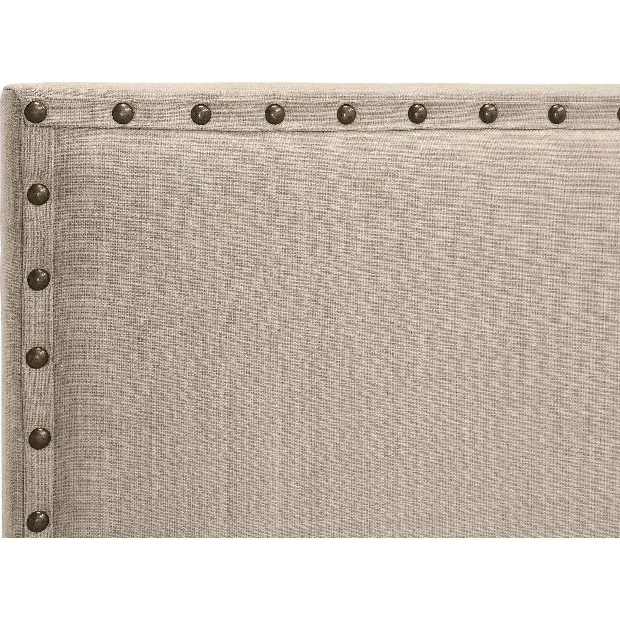 Tavel Nailhead Upholstered Headboard in Toast Linen Modus