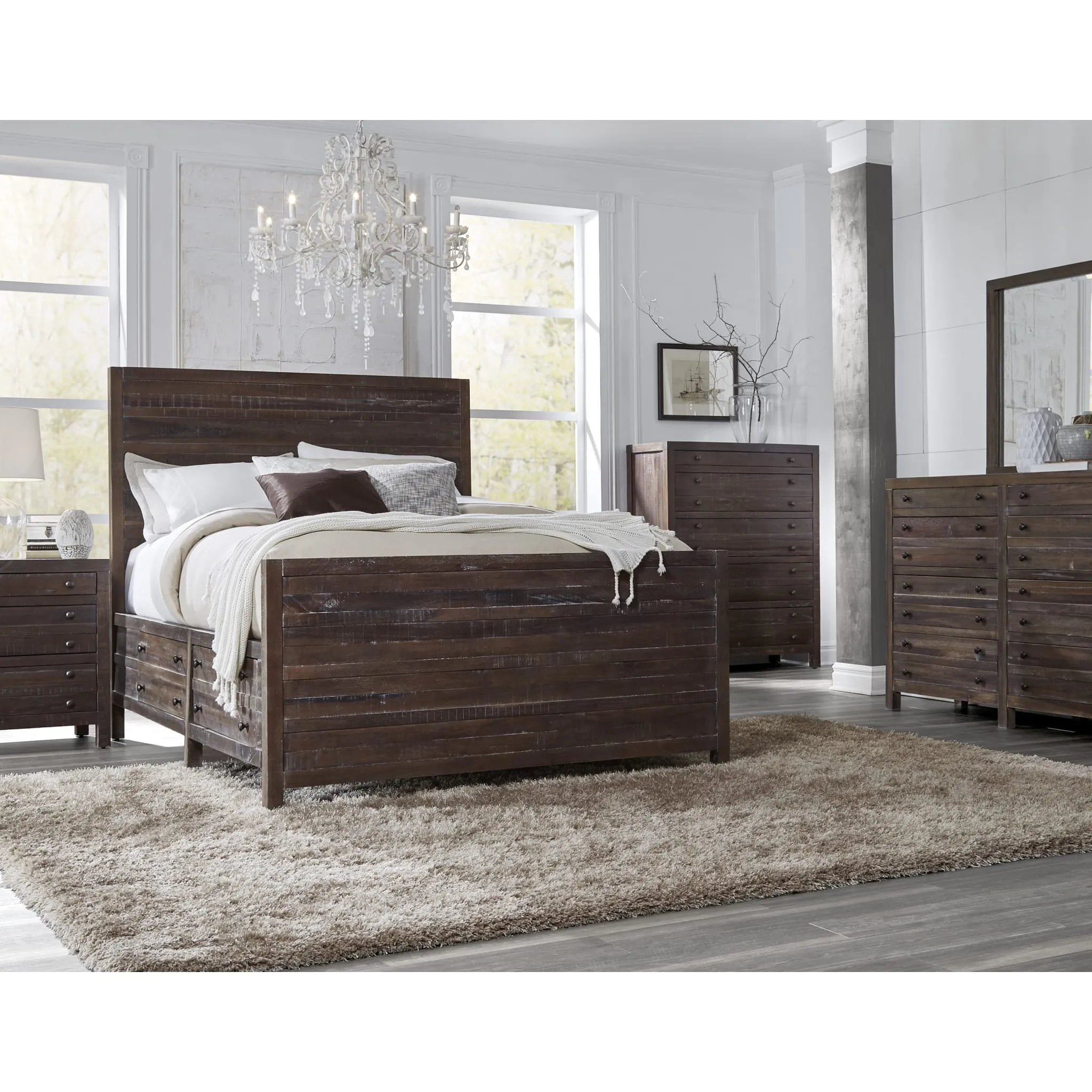 Townsend Five Drawer Solid Wood Chest in Java Modus
