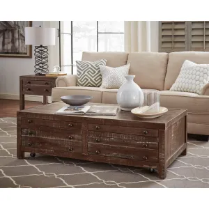 Townsend Solid Wood Castered Coffee Table in Java Modus