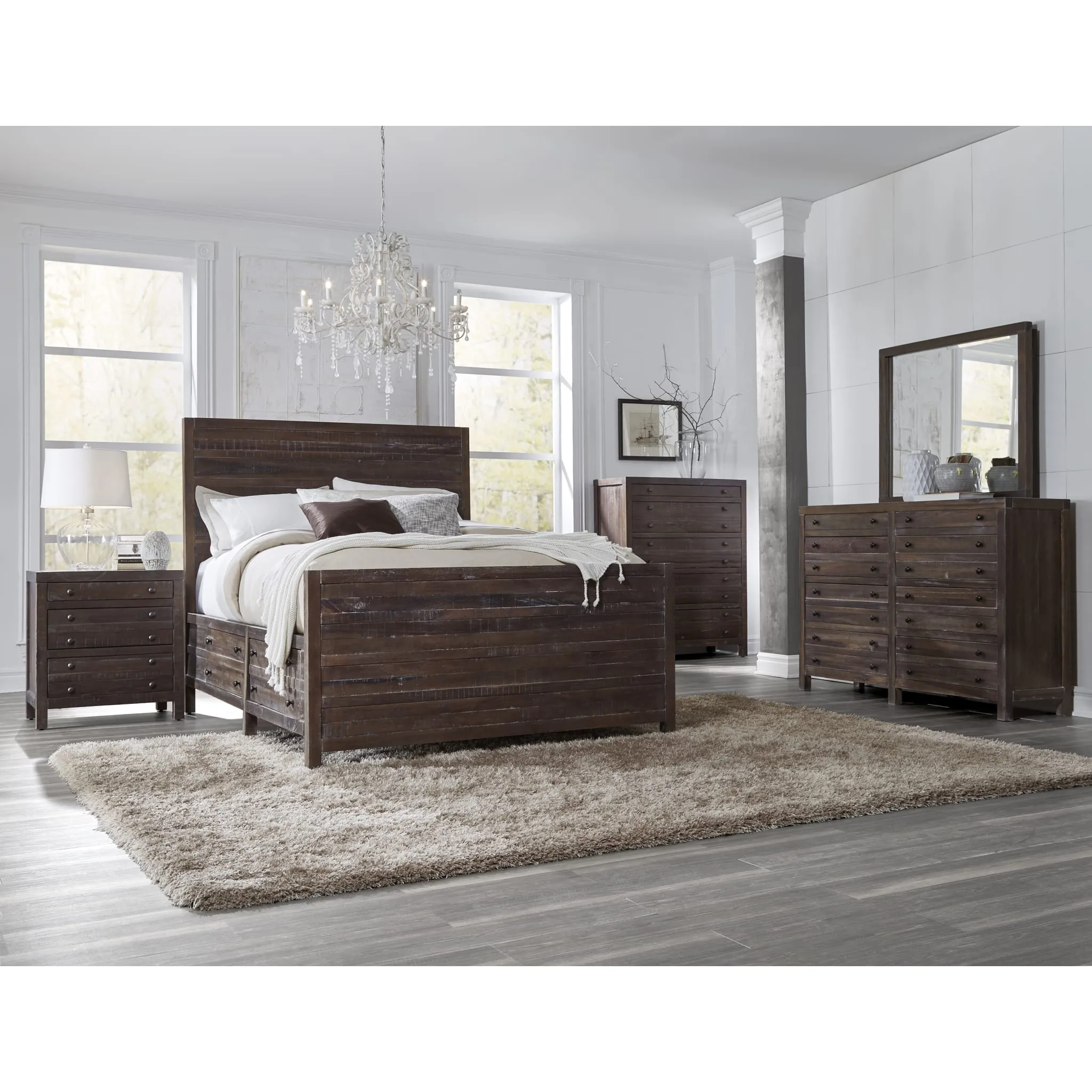 Townsend Solid Wood Storage Bed in Java Modus