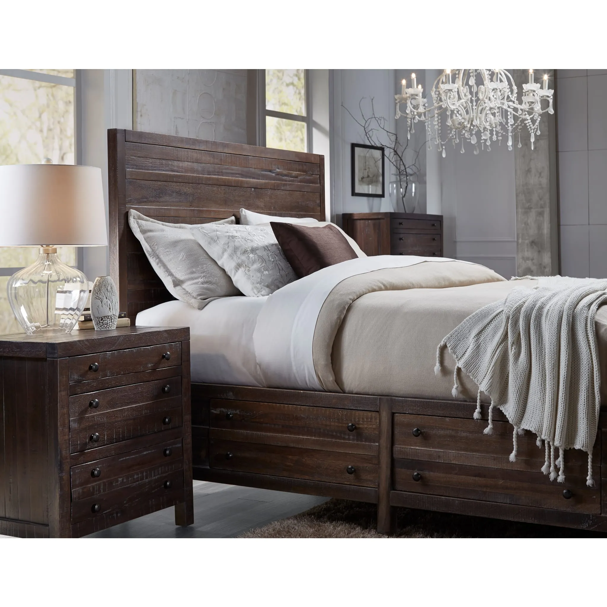 Townsend Solid Wood Storage Bed in Java Modus