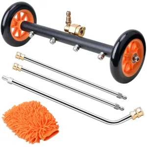 Undercarriage Pressure Washer 2x Extension Straight Rod 40cm 1x 90 Curved Rod 32cm 1/4"Connector