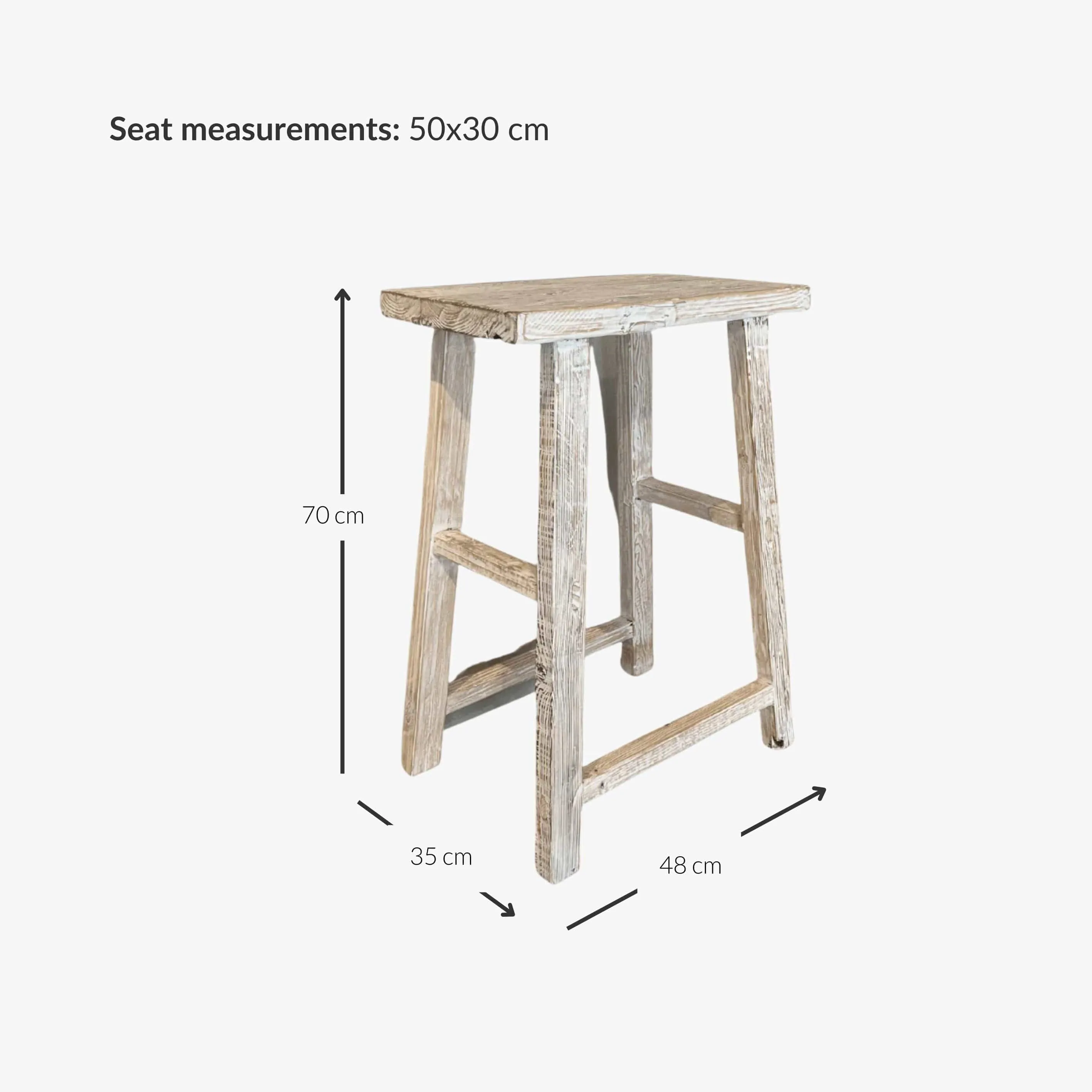 Vintage Elm Wood Square Bar Stool Zoco Home