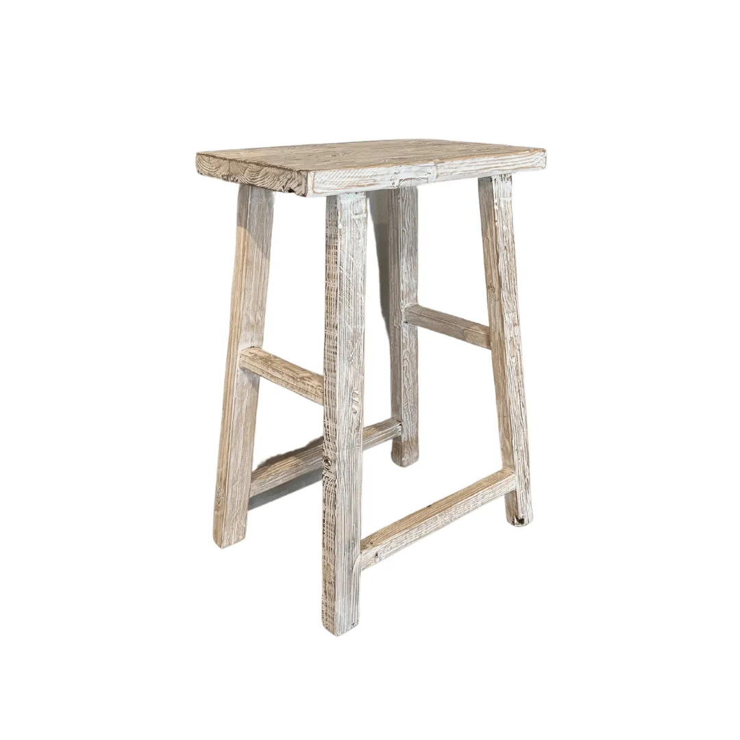 Vintage Elm Wood Square Bar Stool Zoco Home