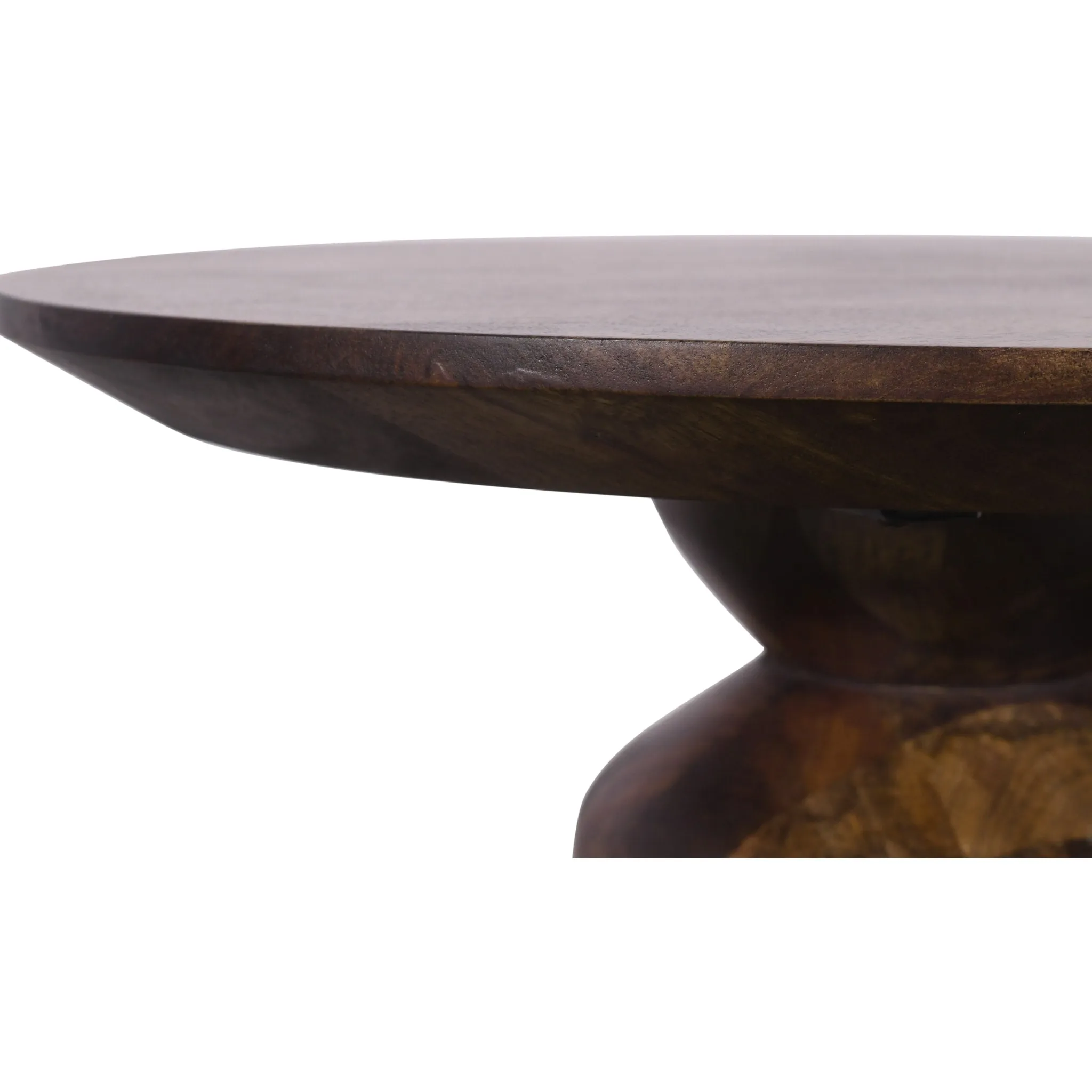 Virton Solid Wood Round End Table in Smoked Brown Modus