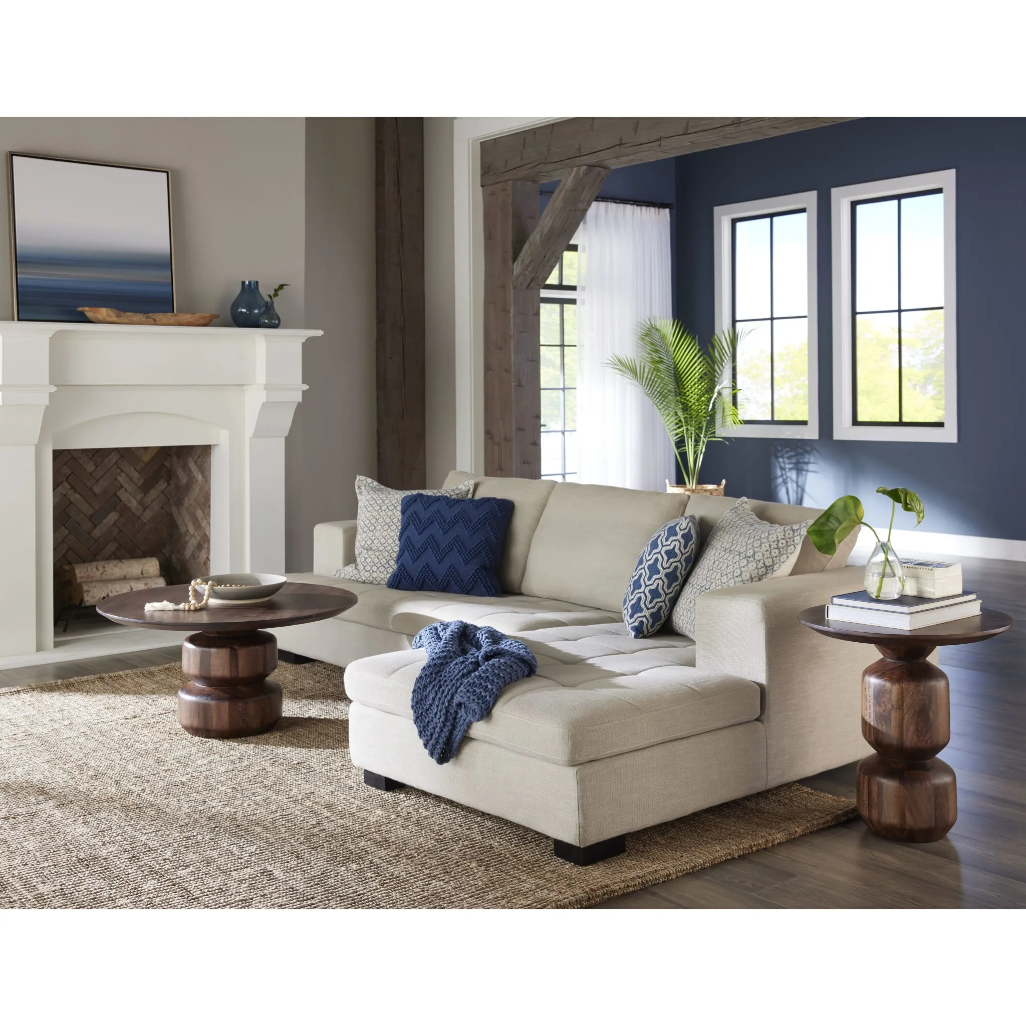 Virton Solid Wood Round End Table in Smoked Brown Modus
