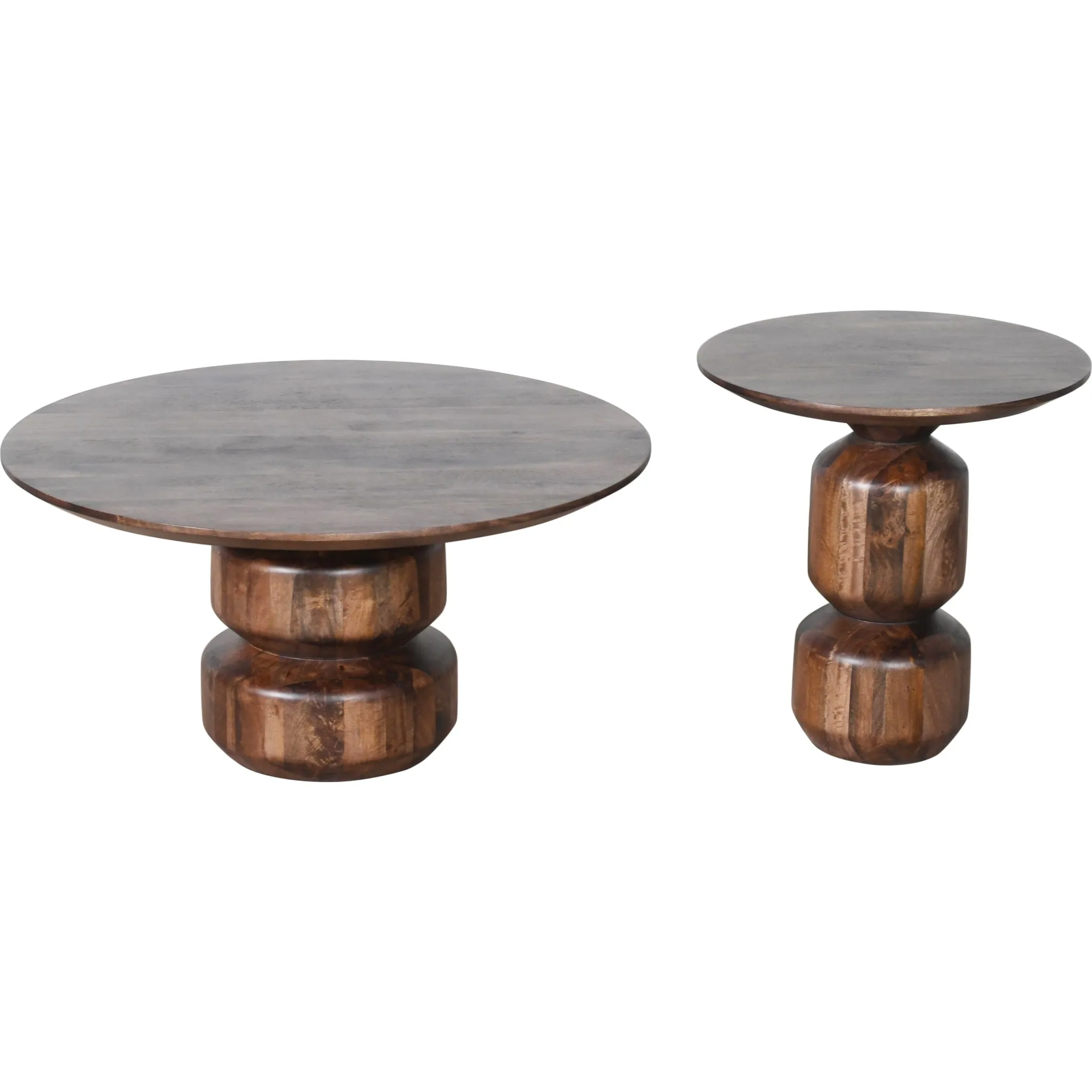 Virton Solid Wood Round End Table in Smoked Brown Modus