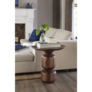 Virton Solid Wood Round End Table in Smoked Brown Modus