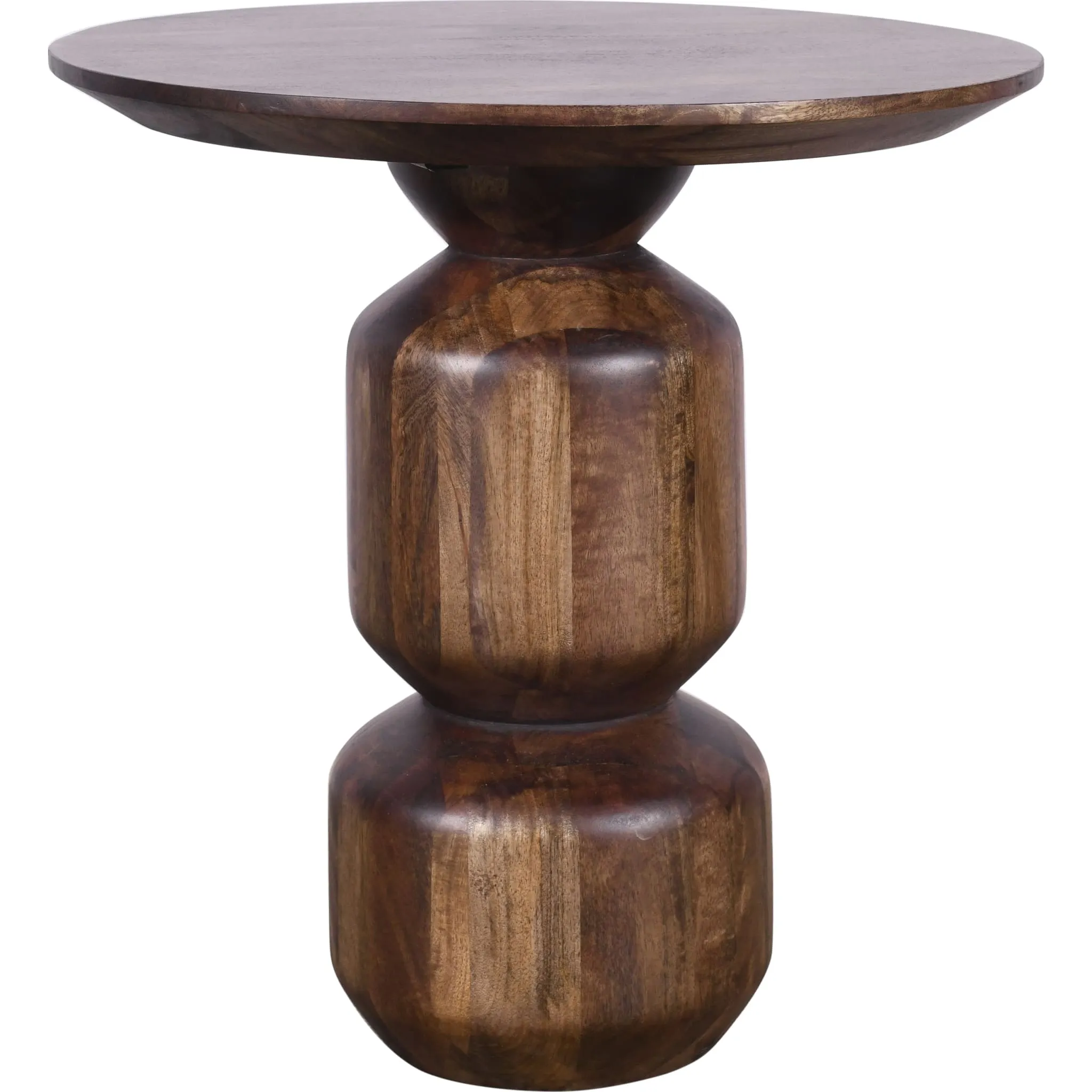 Virton Solid Wood Round End Table in Smoked Brown Modus