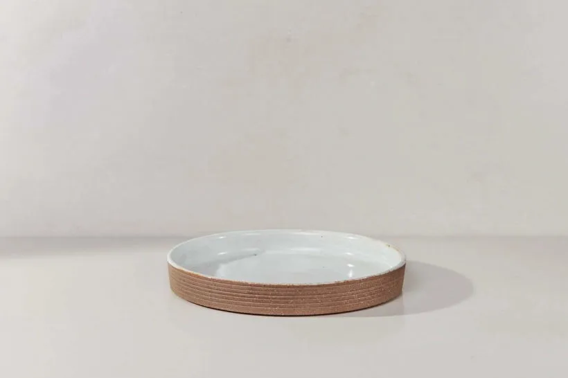 White Stoneware Plate Funky Chunky