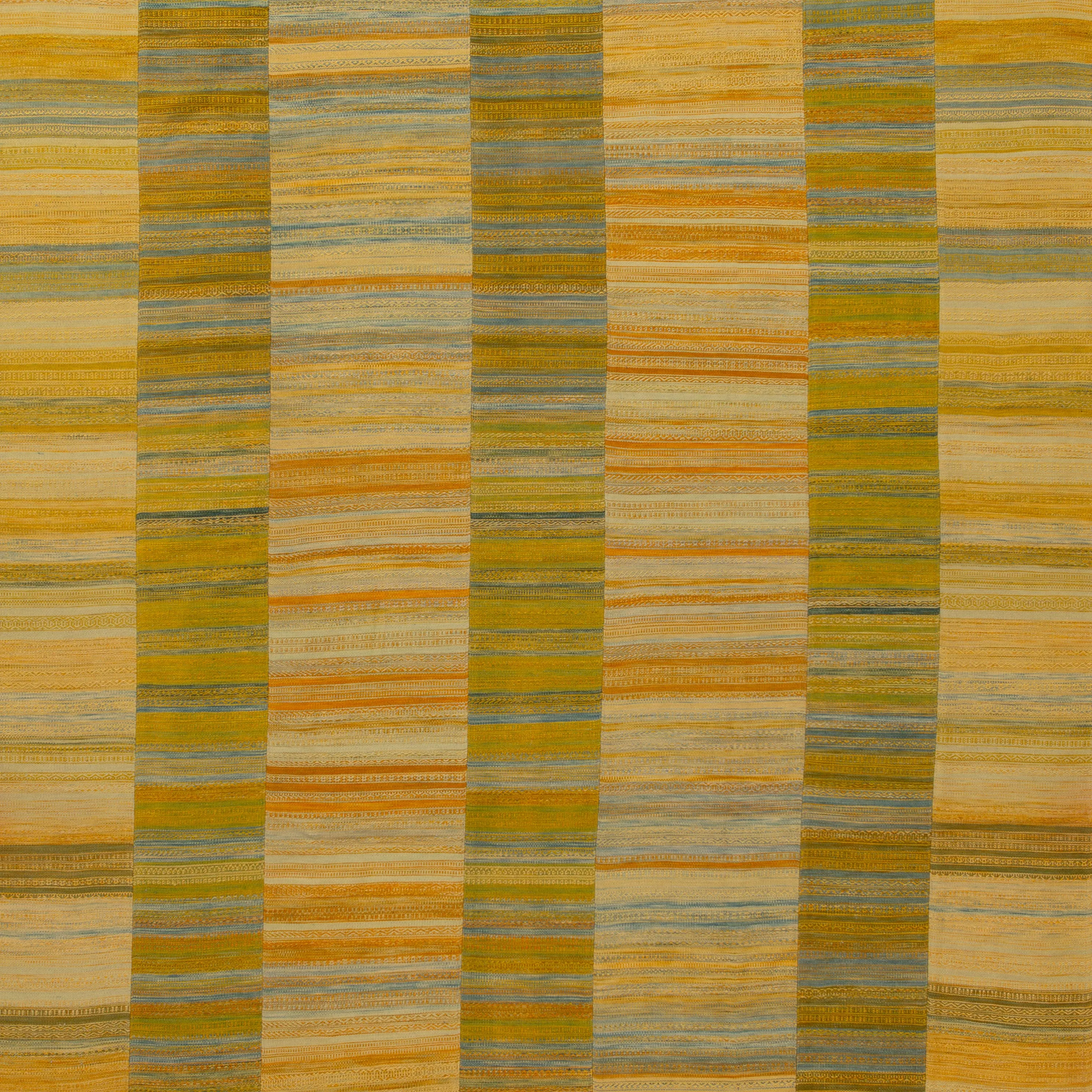 Yellow & Green Flatweave Wool Rug - 8'1" x 11'1"