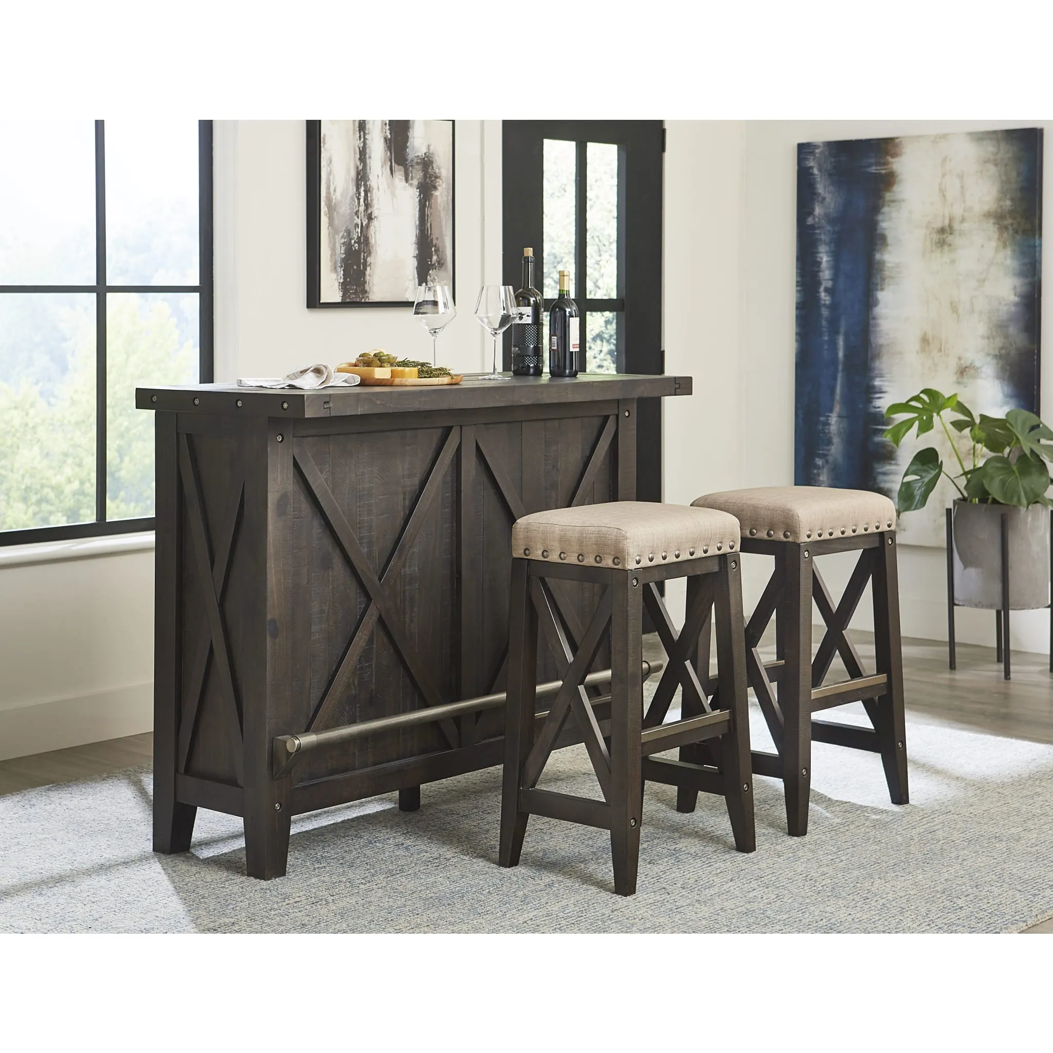 Yosemite Solid Wood Upholstered Bar Stool in Cafe Modus